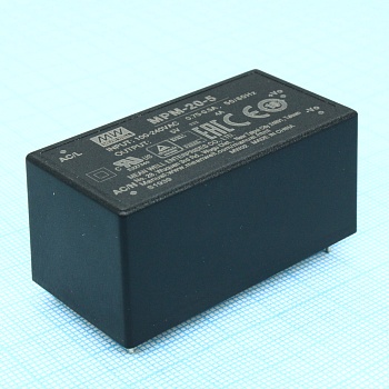 MPM-20-5 - AC-DC med, 20Вт, вход 80...264В AC 47...440 Гц, выход 5В/4А, изоляция 4000В AC, на плату, 52.4х27.2х24мм, -40...+85°C