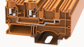Многоконт.  клемма DSIO-IN 2.5/3 OG-01P-15 - Многоконтактная клемма, тип фиксации провода: Push-in,номинальное сечение: 2.5 мм кв., 20A, 250V,ширина: 7 мм, цвет: оранжевый, тип монтажа: DIN35