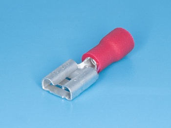 TAI-1.25F - Клемма ножевая 6,3мм, гнездо на провод 0,25-1,5мм, изолированная, кратно 100шт.