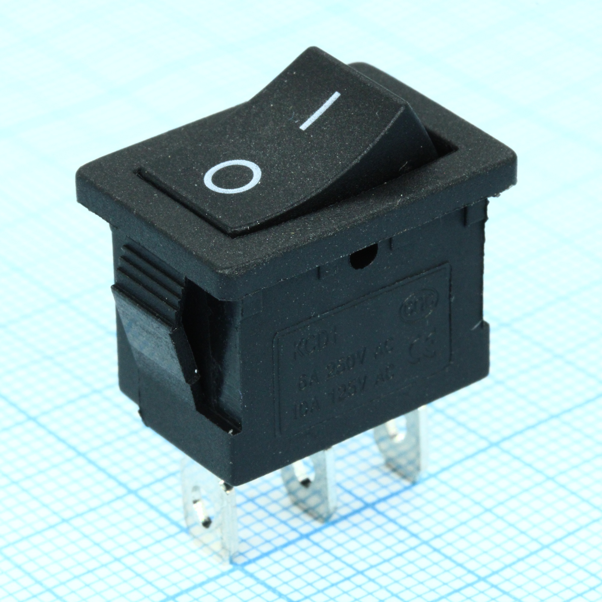 RWB-202 черный б/фикс - Выключатель клавишный ON-(ON) (3c) 6А 250В