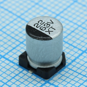 JCK1J220M063077 - Конденсатор алюминиевый электролитический 22мкФ 63В ±20% (6.3 X 7.7мм) для поверхностного монтажа 48мА 2000час 105°С лента на катушке