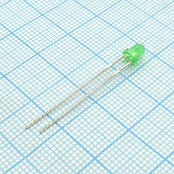 L-1154GD - Светодиод 3мм/зеленый/568нм/8-15мкд/60°