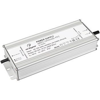 Блок питания ARPV-UH24400-PFC (24V, 16.7A, 400W) 023641 - Источник напряжения с гальванической развязкой для светодиодных изделий. Входное напряжение 120-240 VAC. Выходные параметры: 24 В, 16,7 А, 400 Вт. Встроенный PFC >0,95. Герметичный алюминиевый корп
