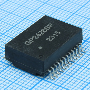 GP2426SR - Телекоммуникационный трансформатор 100/1000 Base-T +POE+, 1CT:1CT, DCR=1.5Ohm MAX, изоляция 1500В, 24SMD