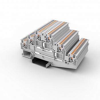 Этажная клемма UPT-1.5/3L-GY - Этажная клемма, межэтажное соединение, тип фиксации провода: Push-in, номинальное сечение: 1,5 мм кв., 500V, 15A, ширина: 3,5 мм, цвет: серый, тип монтажа: DIN35