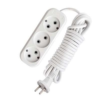 Удлинитель 3х5м без заземл. 10А IP20 Е-203 ПВС 2х0.75 АБС-пластик 9631965