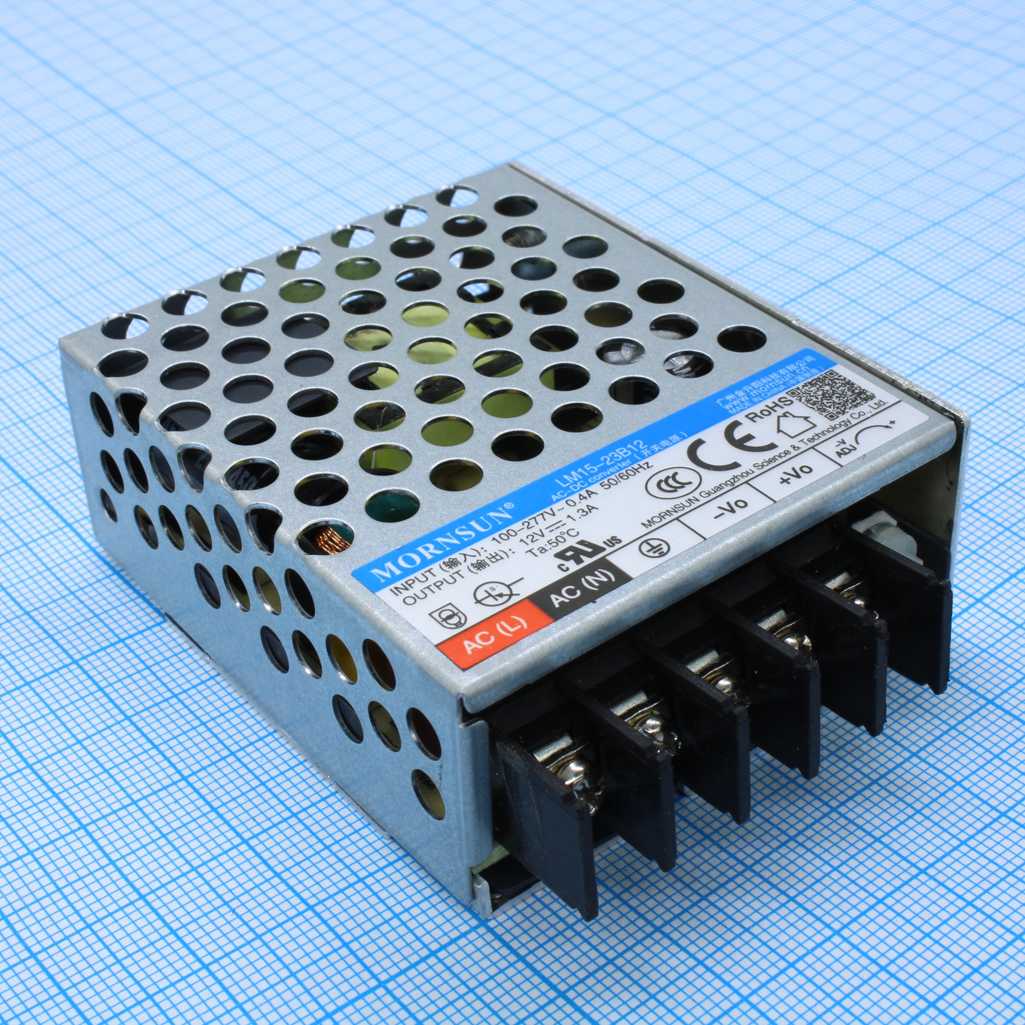 LM15-23B12 - Преобразователь AC-DC, 15Вт, вход 85...305В AC 47...63 Гц, выход 12В/1.3А, изоляция 4000В AC, в корпусе на шасси, -30...+70°C