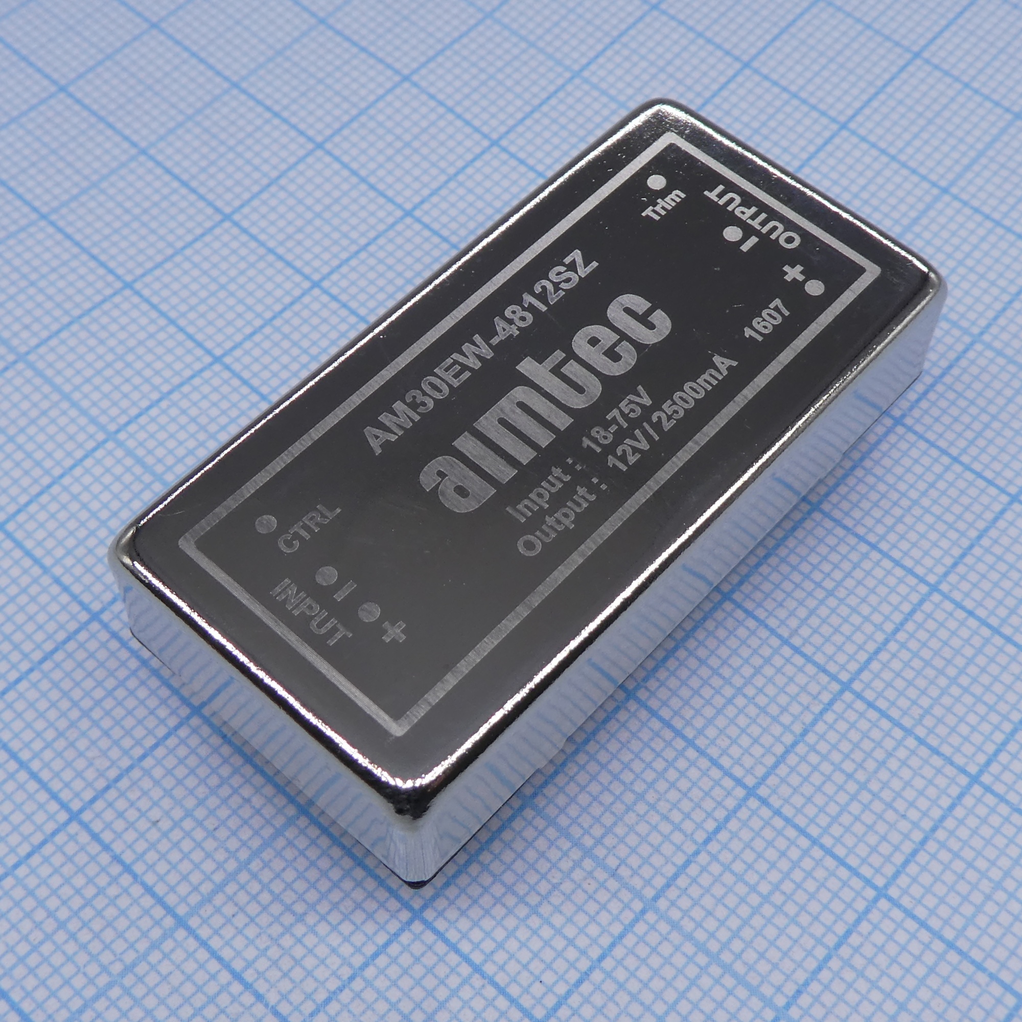 AM30EW-4812SZ - DC/DC, 30Вт, вход 18…75В, выход 12В/2.5А, изоляция 1600В DC, КПД 90%, максимальная емкостная нагрузка не более 2000мкФ, вход On/Off, 2x1", 50.8x25.4x10.16мм, -40…75°C, металл