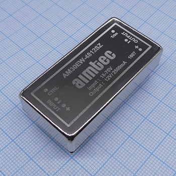 AM30EW-4812SZ - DC/DC, 30Вт, вход 18…75В, выход 12В/2.5А, изоляция 1600В DC, КПД 90%, максимальная емкостная нагрузка не более 2000мкФ, вход On/Off, 2x1", 50.8x25.4x10.16мм, -40…75°C, металл