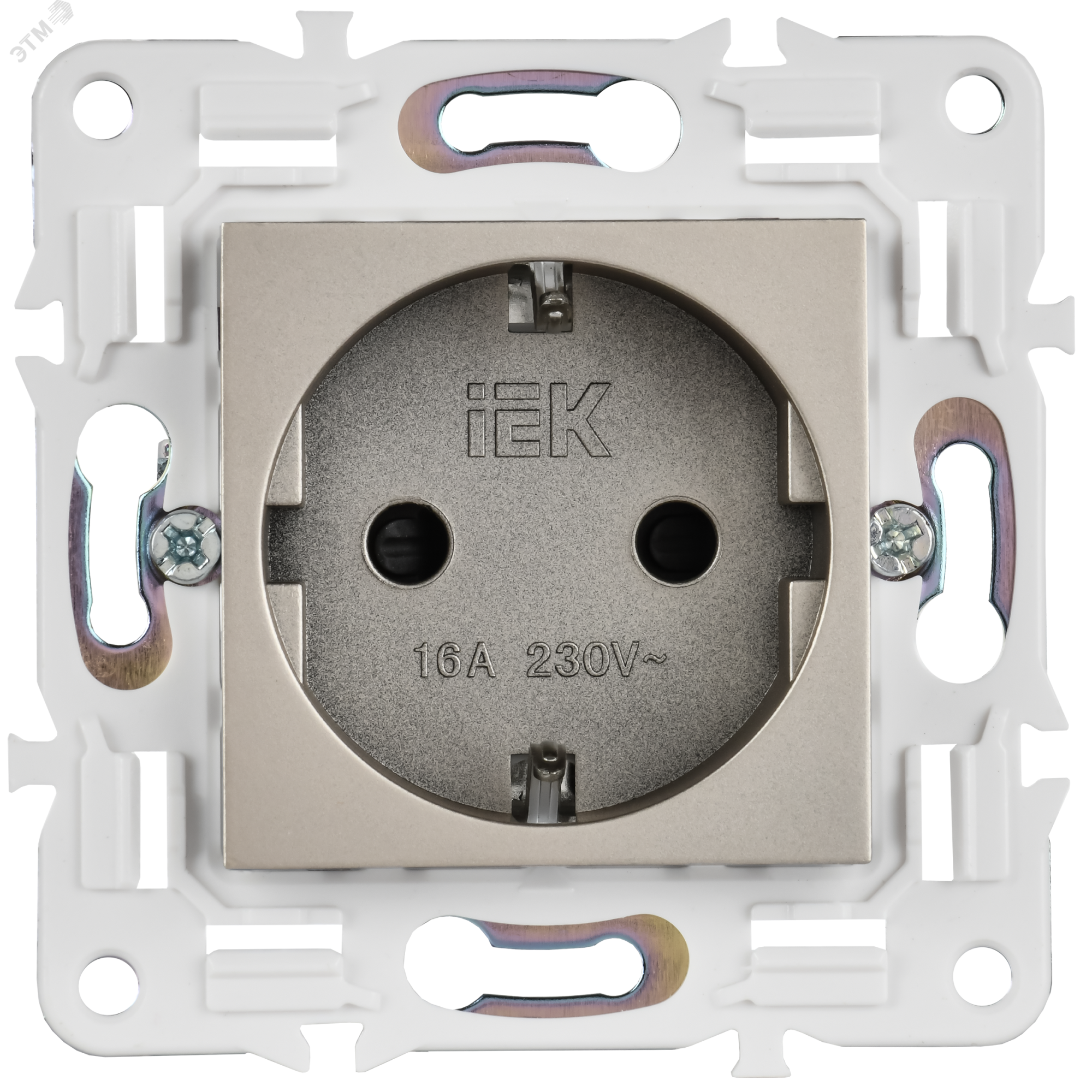 SKANDY Розетка с заземлением с защитными шторками 16А безвинтовое крепление SK-R06Sh шампань IEK SK-R14-16-1-K37