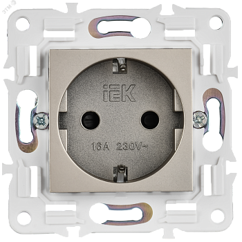 SKANDY Розетка с заземлением с защитными шторками 16А безвинтовое крепление SK-R06Sh шампань IEK SK-R14-16-1-K37