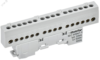 TEKFOR Шина L фаза изолированная на универсальном держателе 6х9-16-Ср IEK TF-NN10-16-KL-K03