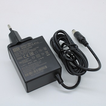 NGE18E12-P1J - AC-DC, 18Вт, сетевой адаптер, выход 12В/1.5А, вход 80...264В AC, 47...63 Гц, изоляция 4000B DC, 2xMOPP, 48x28*x55мм, -30...+70C, евровилка, выходной разъем 11мм, диам. 5.5х2.1мм