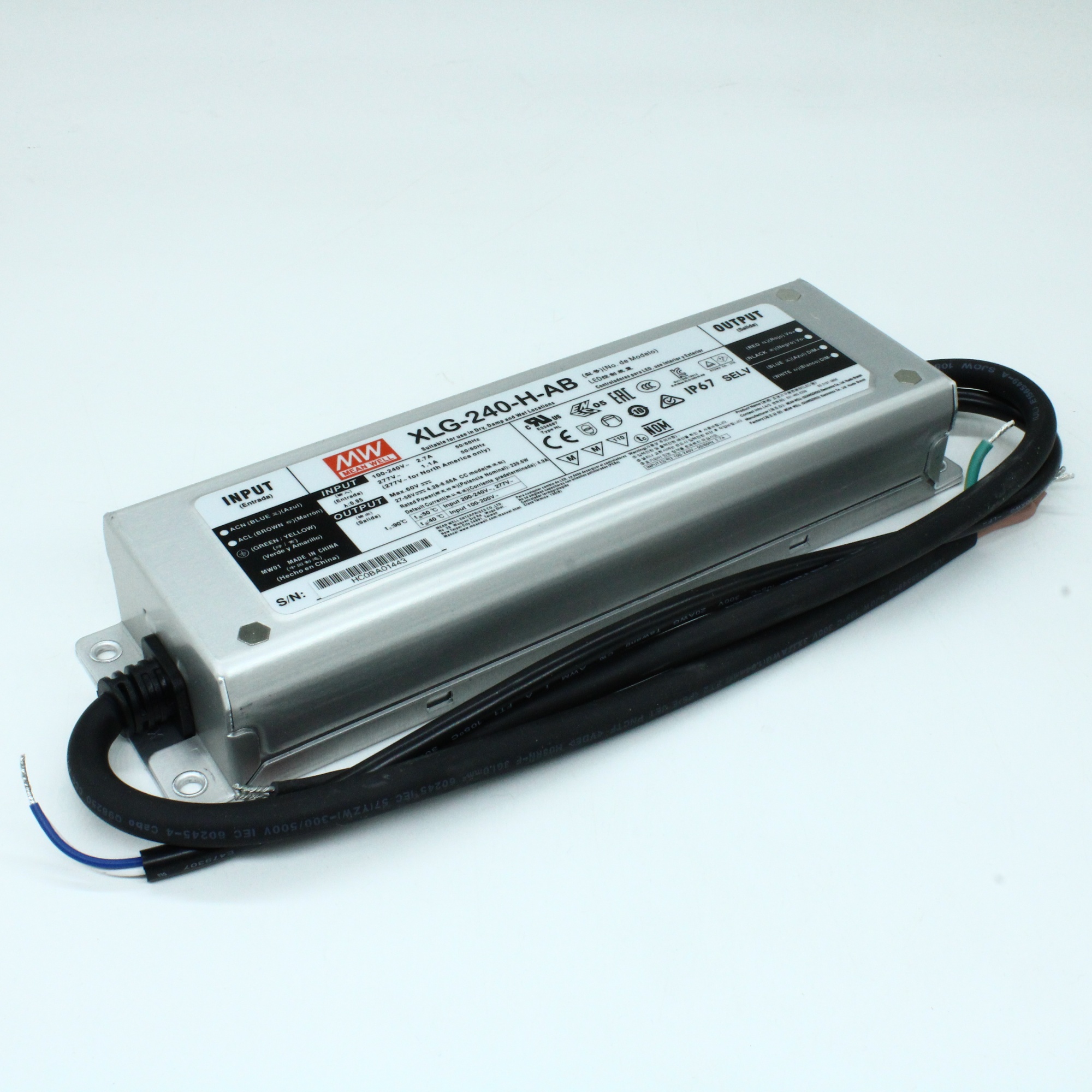 XLG-240-H-AB - AC/DC драйвер электропитания светодиодов 239.6Вт выход 27...56В со стабилизацией тока 2200...6660мА