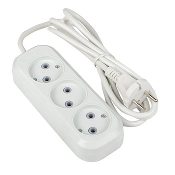 Удлинитель "Эксперт" 3 гнезда 2 метра 10А/2,2кВт без заземления ПВС 2х0,75 PROxima UBA10-275-3-02