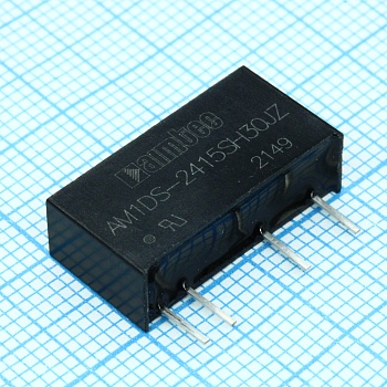 AM1DS-2415SH30JZ - DC/DC, 1Вт, вход 21.6…26.4В, выход 15В/0.007…0.067А, изоляция 3000В DC, КПД 81%, максимальная емкостная нагрузка не более 560мкФ, SIP7, 19.65x6x10.16мм, -40…105°C, пластик