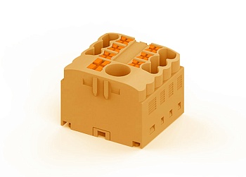 Распределительный блок TPA6/2.5-7-OG - Блок распределения потенциала, 7 точек подключения, тип фиксации провода: push-in, номинальное сечение: 2,5/6 мм кв., 41A, 450V, цвет: оранжевый