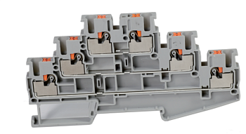 Этажная клемма UJ6-2.5/3-3 - Трех этажная клемма, тип фиксации провода: push-in, номинальное сечение: 2,5 мм кв., 24A, 800V, ширина: 5,2 мм, цвет: серый, тип монтажа: DIN 35