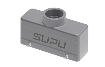 Крышка разъема S24B-TE-4B-M32 - Крышка разъема на кабель, типоразмер 24B, стандартное исполнение, без уплотнителя, 1 отверстие с резьбой для кабельных вводов M32x1,5, с верхним расположением, без защелок (упоры для двух защелок), материал корпуса: алюмини