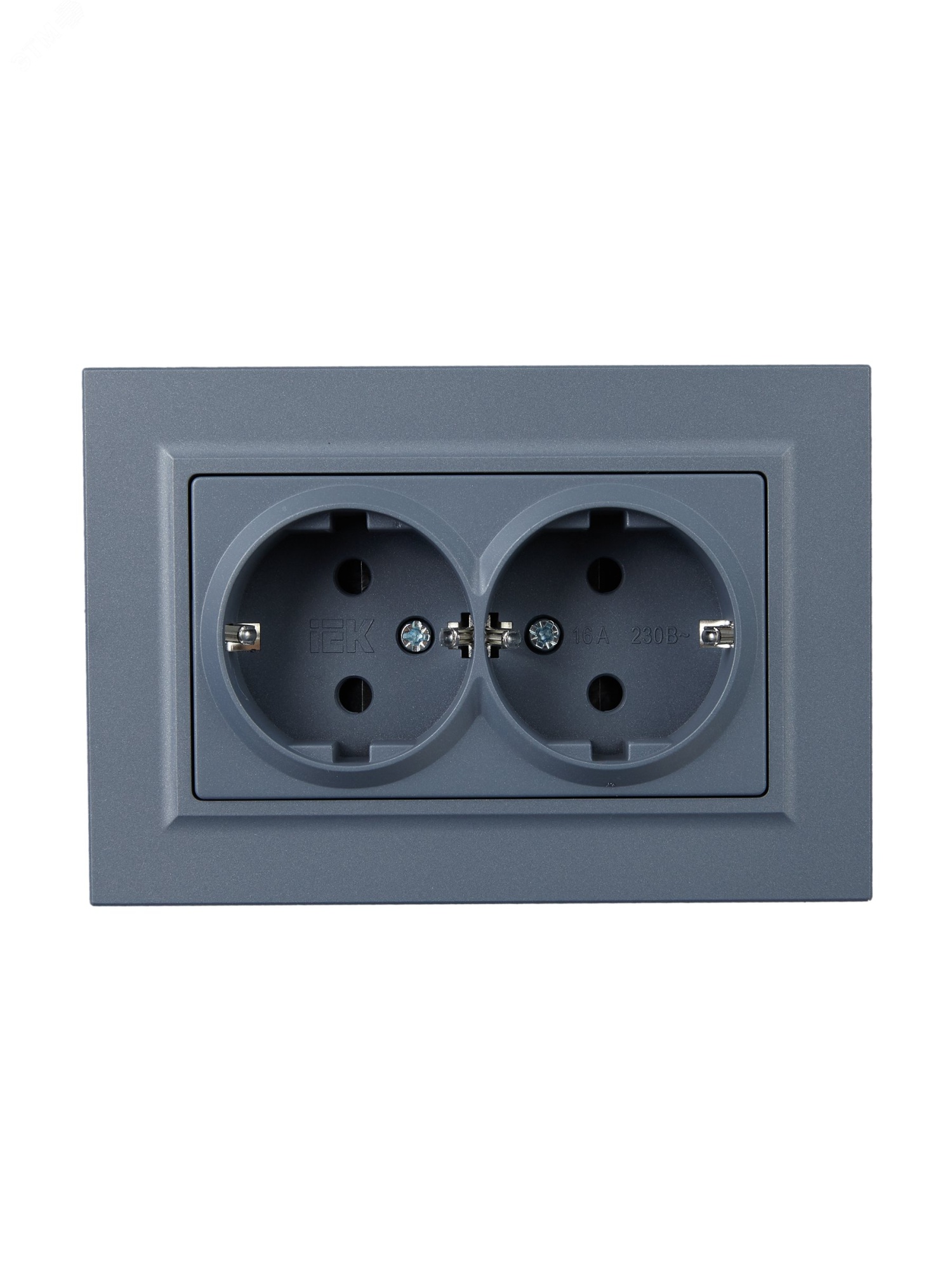 Розетка 2-м СП BRITE РСш12-3-БрМ 16А в сборе с заземл. защ. шторки маренго BR-R24-16-K35-F