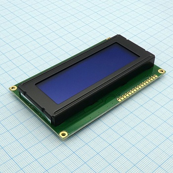 WH2004A-TMI-CT# - ЖКИ знакосинтезирующий 20 x 4, STN Синий Негативный/прозрачный светодиодная подсветка Белая, размеры 98x60 мм, видимая область 77x25.2 мм, -20...70, контактные площадки сверху 16 выводов