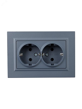 Розетка 2-м СП BRITE РСш12-3-БрМ 16А в сборе с заземл. защ. шторки маренго BR-R24-16-K35-F