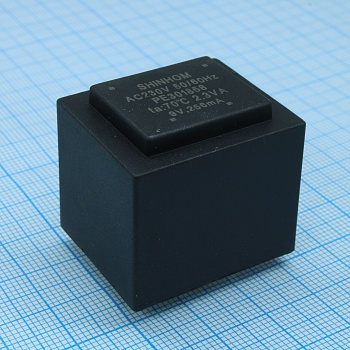PE301858 - Трансформатор питания 2.3ВА  230В 9В/256мА ta 70°C (EI 30/18) 25мм
