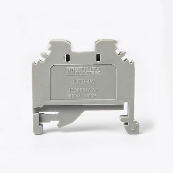 Проходная клемма JUT3-4W-GY - Проходная клемма, тип фиксации провода: пружинный, номинальное сечение: 4 мм кв., 800V, 32A, ширина: 6 мм, цвет: серый, тип монтажа: DIN35