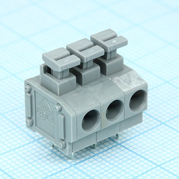DG235-5.0-03P-11-00A(H) - Нажимной безвинтовой клеммный блок 3 контакта. Зажим типа торцевой контакт. Серия DG235-5.0
