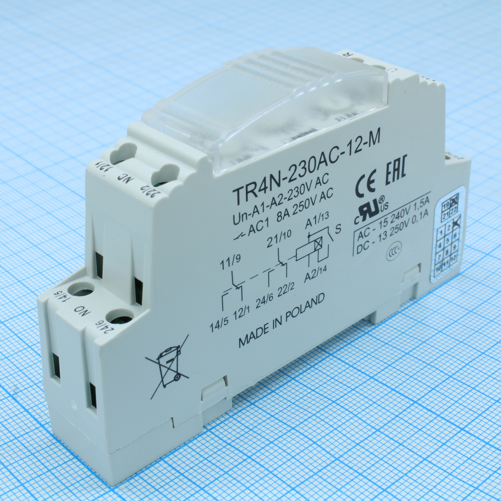 TR4N-230AC-12-M - Реле времени переменного тока 230VAC 8А две группы на замыкание