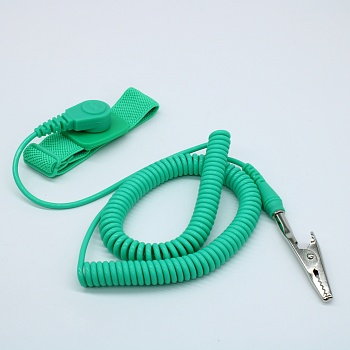 608-611C - Антистатический браслет  со шнуром заземления, зажимом "крокодил" и гибкой, регулируемой по размеру запястья манжетой на застежке-липучке