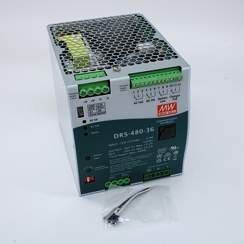 DRS-480-36 - AC-DC с функцией UPS, 480Вт, выход 36В/13.3A, вход 90…305В АС/127…431В DC, максимальный зарядный ток 10.2А, MODBus, изоляция 3000В АС, в корпусе 110х125.2х150.7мм, -30...+70°С