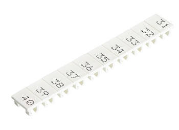 Шильдик 9705A/8/10B 31-40 - Маркировка для клемм сечением 6 мм.кв., шириной 8 мм, 10 шильдиков, белая, нанесенные знаки: 31 – 40