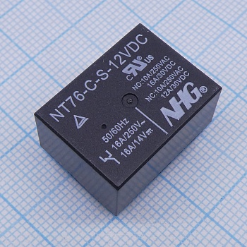 NT76-C-S-DC12V-0.45W (WIDE PIN) - Реле силовое, 16А одна контактная группа-два направления катушка 12В 0.45Вт
