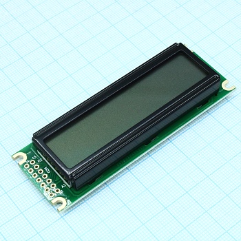 WH1602D-YGH-CTK# - ЖКИ знакосинтезирующий 16 x 2, STN Серый Позитивный/прозрачно-отражающий светодиодная подсветка желто-зеленая размеры 85х30, видимая область 66х16, питание 5В, -20...70°C