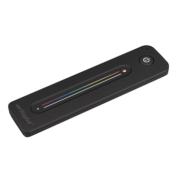 Пульт SMART-R41-RGBW (1 зона, 2.4G) 026416 - Пульт-слайдер 2.4 ГГц черного цвета для управления RGBW источниками света. 1 зона управления, память пользовательских настроек, управление температурой света с помощью сенсорного слайдера. Питание 3VDC (CR2032)