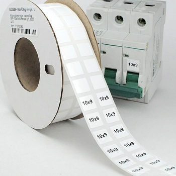 Маркировка прямоугольная NPP-10х09 W - Маркировочная наклейка, для позиционного обозначения электрооборудования в шкафу и маркировки провода, размер 10х9 мм, цвет белый, в упаковке 6000 наклеек