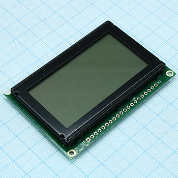 WG12864B-YFH-V#N - ЖКИ графич, 128 x 64, FSTN Positive/Transfl, подсв. LED Ж-Зел, VDD = 5V, 6 o`cl, -20...+70C