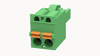 PCB розетка 2EDGKDF-5.08-02P-14 - Розеточный разъем, PCB, на кабель, прямой, шаг 5,08 мм, 2 полюса, сечение проводников: 0.2 - 2.5 мм кв., Push-in фиксация провода, 320V, 20А, цвет: зеленый, серия 2EDGKDF