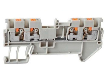 Проходная клемма UJ6-1.5/2X2 - Проходная клемма, 4 точки подключения в клемме, тип фиксации провода: push-in, номинальное сечение: 1,5 мм кв., 17,5A, 500V, ширина: 3,5 мм, цвет: серый, тип монтажа: DIN 35