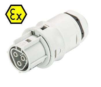 Разъем RST20I3FXB2 M00  GL - Взрывозащищенный розеточный разъем в панель, М20, IP68(69k), 3 полюса, пружинная фиксация провода, номинальные характеристики: 250V+РЕ, 20A, цвет: белый, серия RST Ex