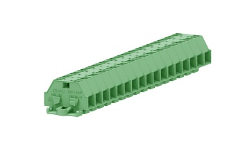 Клемма мини 241336 - Мини клемма, боковой подвод кабеля, 4 точки подключения в клемме, тип фиксации провода: пружинный, номинальное сечение: 2,5 мм кв., 24A, 500V, цвет: зеленый, тип монтажа: монтажные фланцы