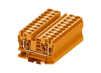 Проходная клемма TC10-2-OG - Проходная клемма, тип фиксации провода: пружинный, номинальное сечение: 10 мм кв., 57A, 1000V, ширина: 10,2 мм, цвет: оранжевый, тип монтажа: DIN 35