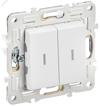 SKANDY Выключатель 2-клавишный проходной с индикацией 10А SK-V10W арктический белый IEK SK-V22-1-10-K01