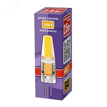 Лампа светодиодная LED 2.5вт G4 12B 200Lm теплый белый COB 2855749