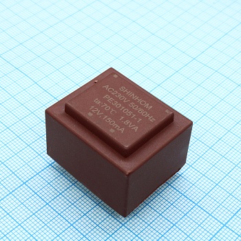 PE301051-1 - Трансформатор питания 1.8ВА  230В 12В/150мА ta 70°C (EI 30/10.5) 22.5мм