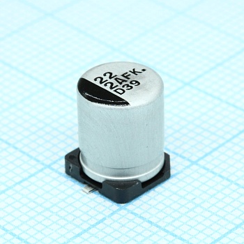 EEEFK2A220P - Конденсатор алюминиевый электролитический 22мкФ 100В ±20% (8 X 10.2мм) для поверхностного монтажа 130мА 2000час 105°С автомобильного применения лента на катушке