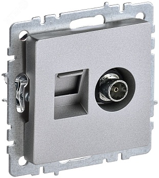 Розетка компьютерная + телевизионная 2-м Brite РТВ/РК12-БрА RJ45 кат.5E + TV алюм. BR-AK20-1-K47