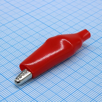 27.712.1 - Зажим крокодил с изолятором 54мм красный