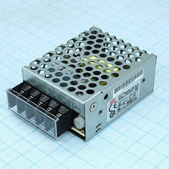 RS-15-15 - AC-DC, 15Вт, выход 15В/1A, рег. вых 13.5…16.5 В , вход 88…264В AC, 47…63Гц / 125…373 В DC,  изоляция 3000В AC, в кожухе 62,5х51х28мм, -20…+70°С